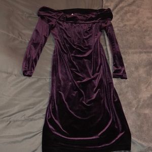 Calvin Klein midi off the shoulder velvet dress